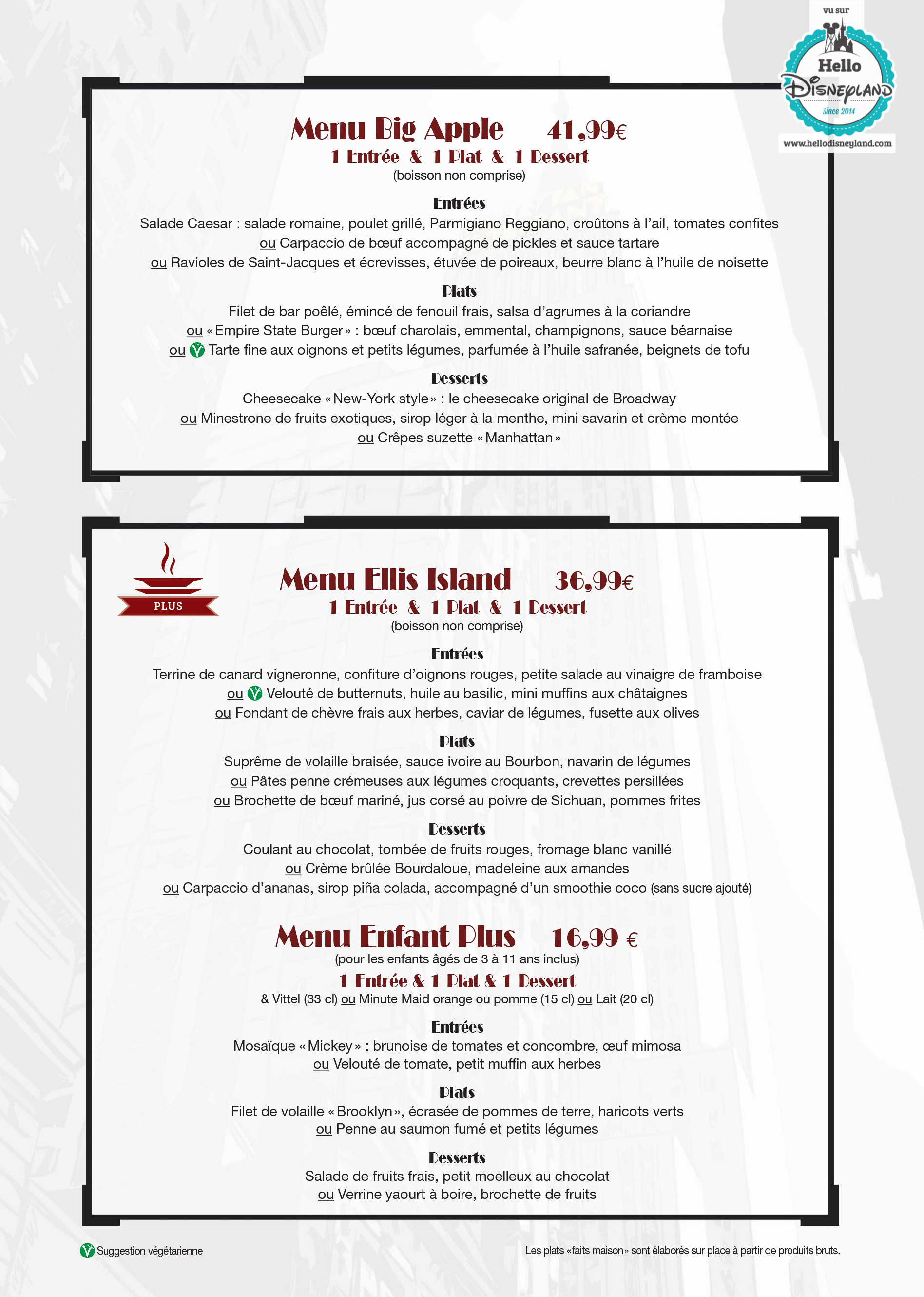 Menu Restaurant Manhattan Disney Menu Restaurant Manhattan Disney