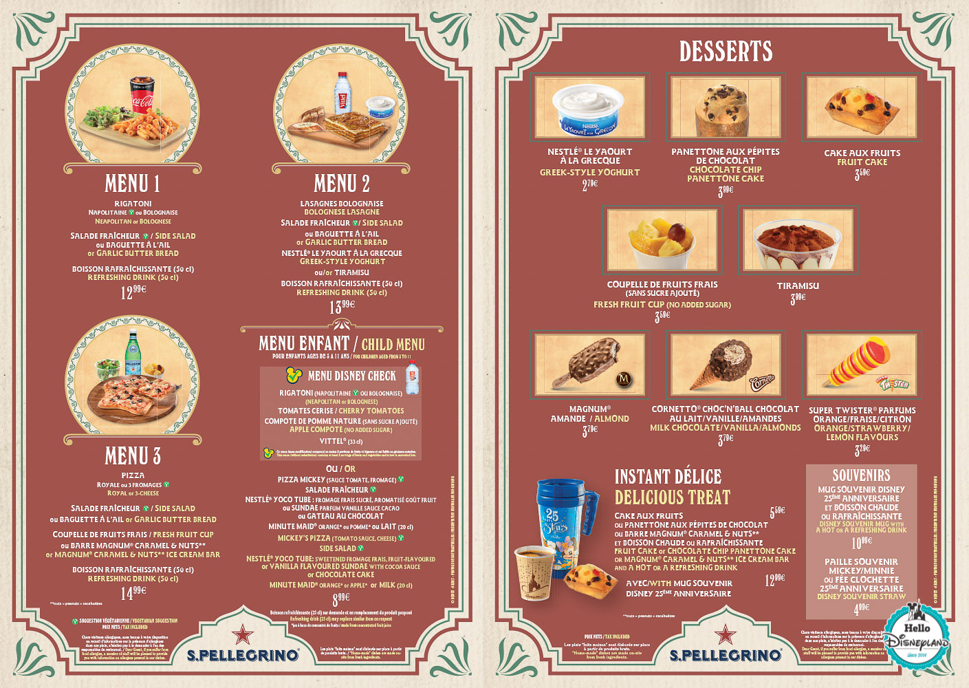 Menu 3 Disneyland Paris