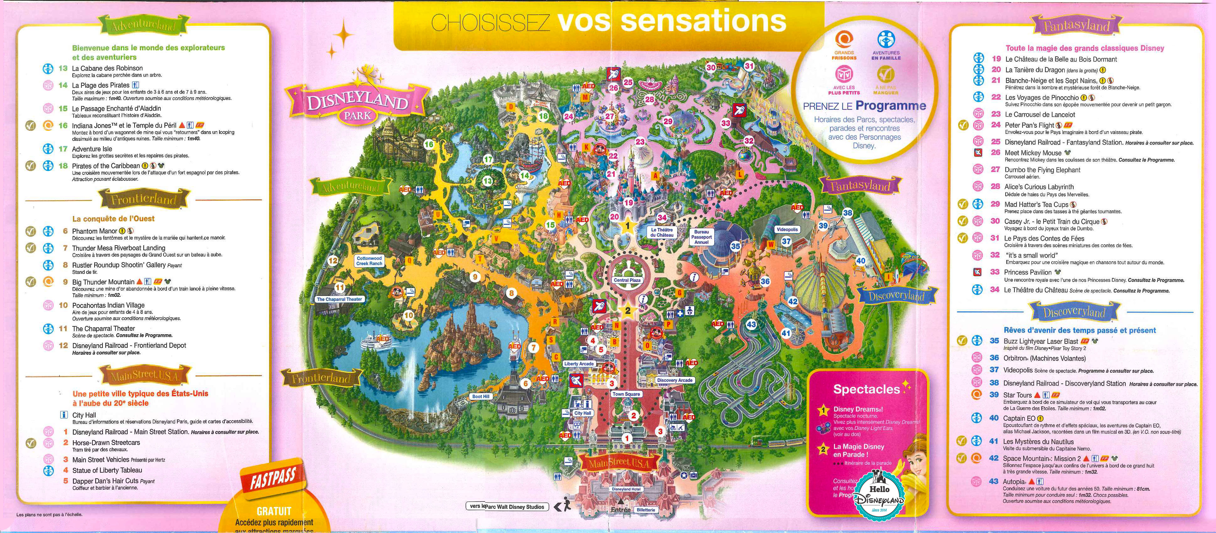 Plan des 2 parcs Disney Disneyland  25 ans programme 12 avril 