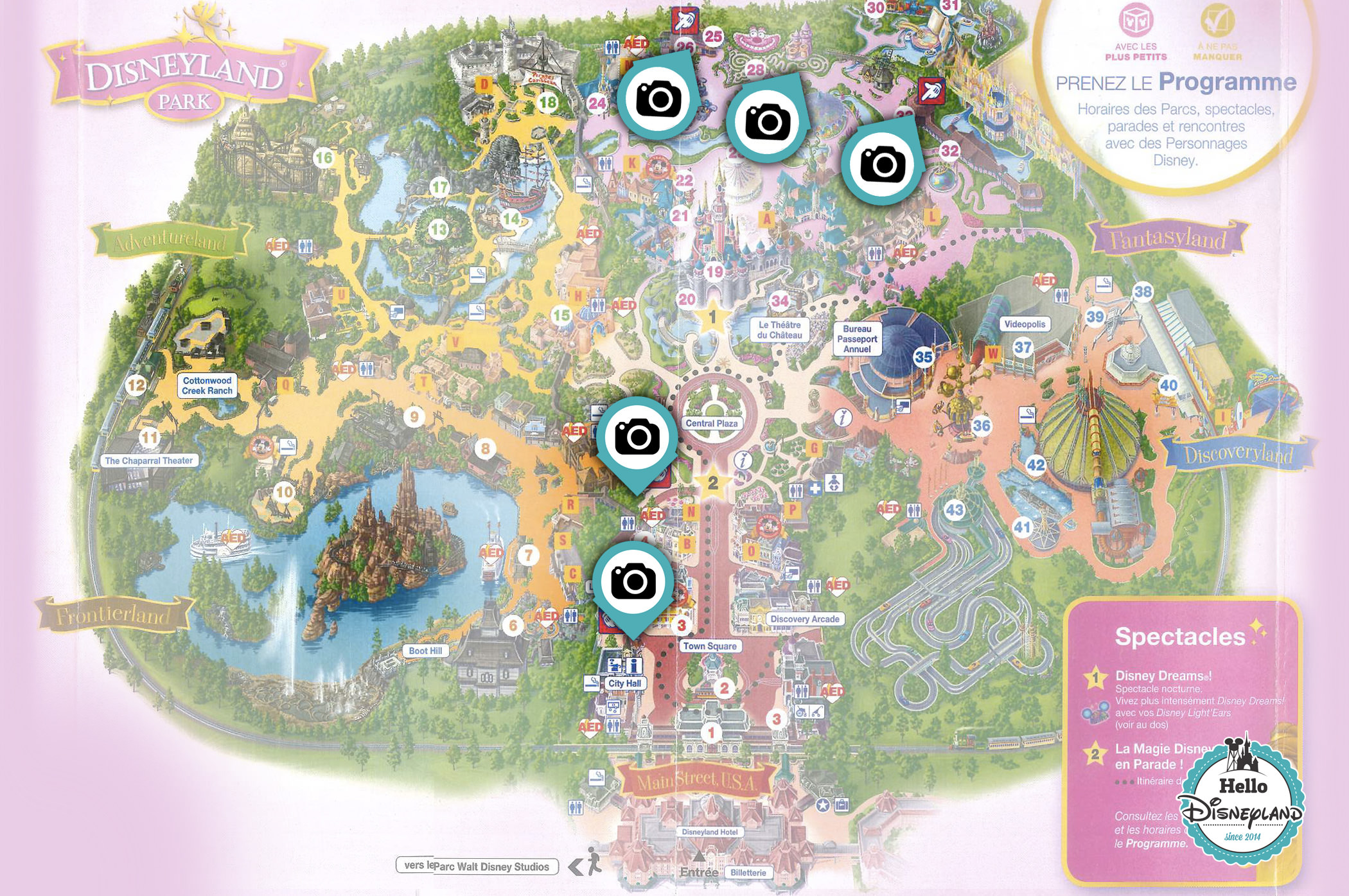  Points Photo Princesses et Personnages Disney au parc Disneyland