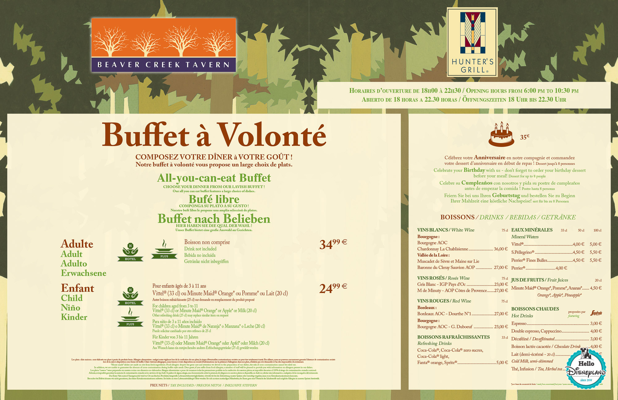 buffet sequoia menu 2018