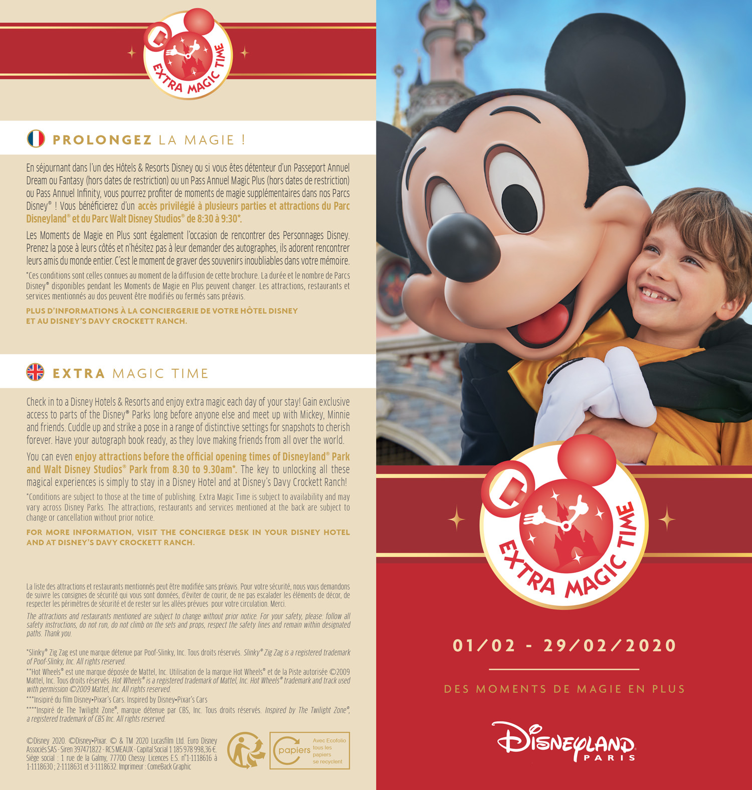 EMT février 2020 à Disneyland Paris : programme des attractions ouvertes dès 8h30